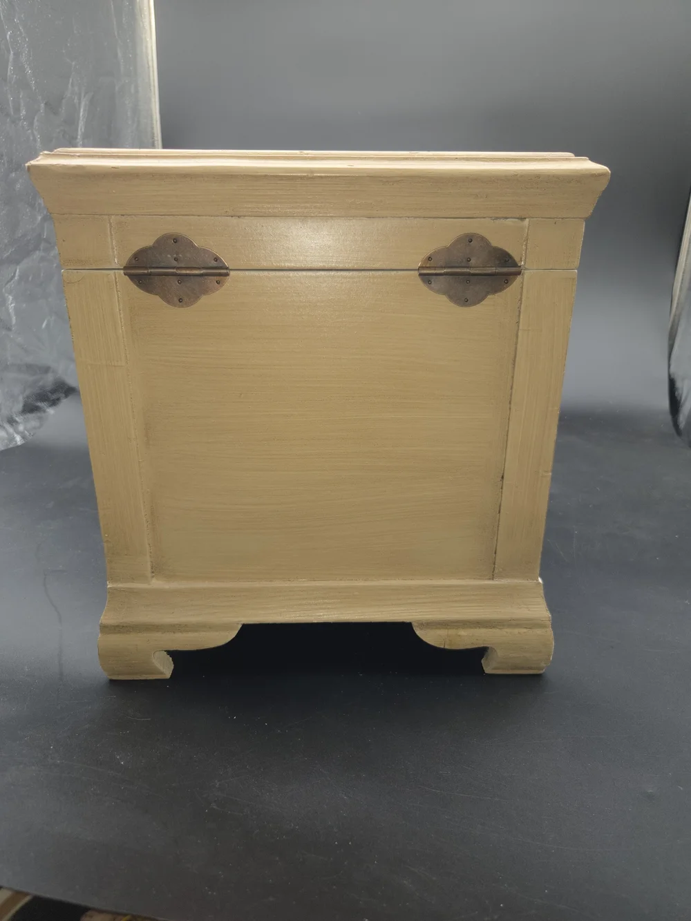 French Country Painted Wood 13 Inch Tall Jewelry Storage Box Chest Red Rose